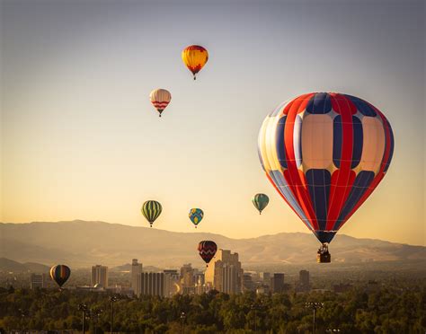 Hot Air Balloon Flying Hot Air Balloons Outdoors Reno Air Multi Colored Balloons Air