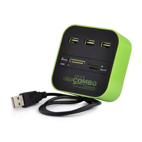 Technotech All In One Combo Card Reader 3 Port USB 2 0 Hub Multi Color