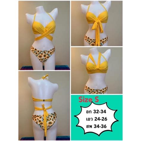 ชดวายนำ บกน สายฝอ ราคาถก Swimwear Bikini Size S Shopee Thailand