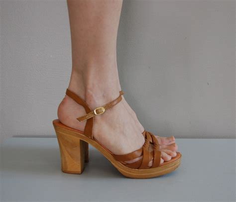 Vintage 1970s Wooden Platform Sandals By Deargolden On Etsy