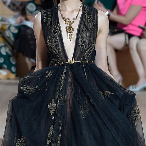 Rustic Gold Wheat Spikes Embellished Navy Gown Details Valentino