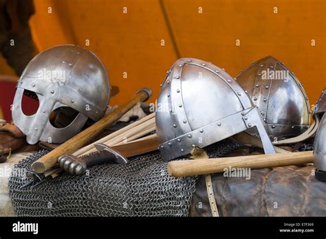 Viking armor and weapons at a historical reenactment Stock Photo, Royalty Free Image: 73475873 ...