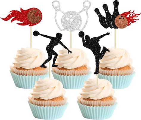 Amazon Donoter Pcs Glitter Bowling Cupcake Topper Picks For