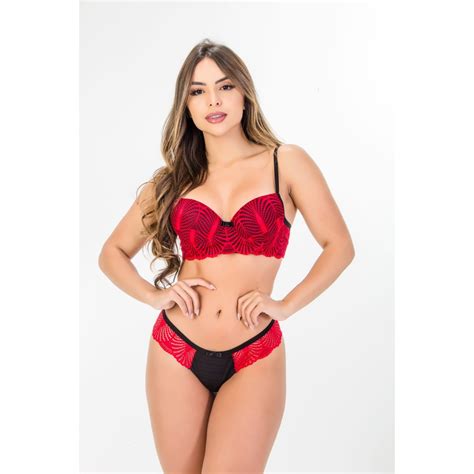 Conjunto Lingerie Josimara Lingerie Sexy Bojo Bicolor Renda