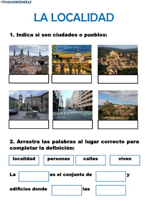 a spanish poster with pictures of buildings and the words la localidad ...