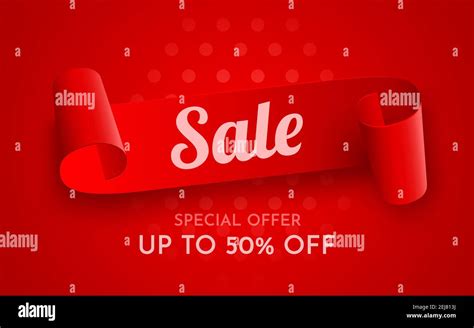 Big Sale Special Offer Banner Red Ribbon Promotion Background Vector