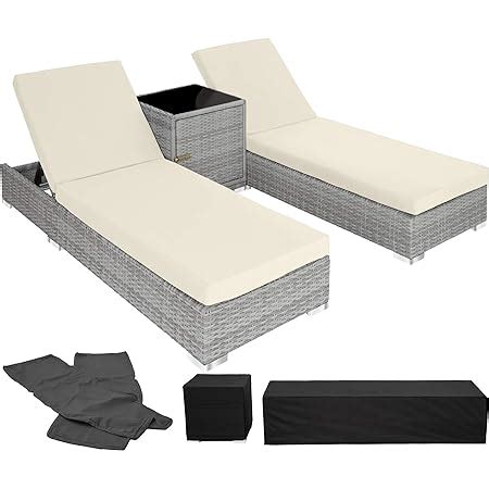 Tectake X Chaise Longue Bain De Soleil Table En Aluminium Et R Sine