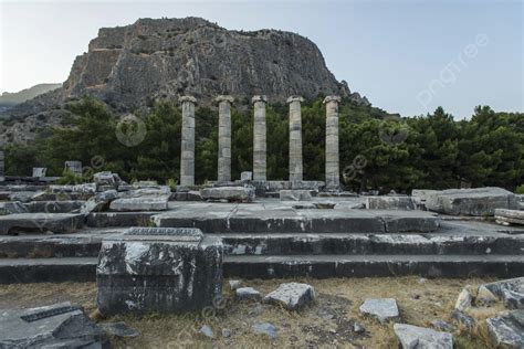 Columns Of Priene Ancient Turkey Priene Photo Background And Picture