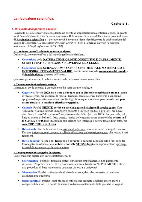 Rivoluzione Scientifica Riassunto La Rivoluzione Scientifica