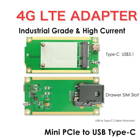 G Lte Industrial Mini Pcie To Usb Adapter W Sim C Grandado