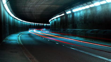 HD wallpaper: road tunnel digital wallpaper, underground, turn, light, transportation ...