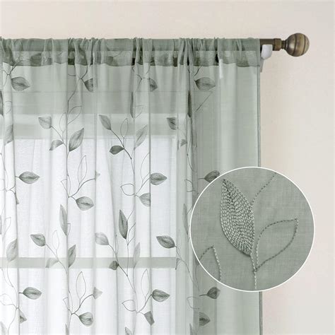 Amazon Homeideas Sage Green Sheer Curtains X Inches Long