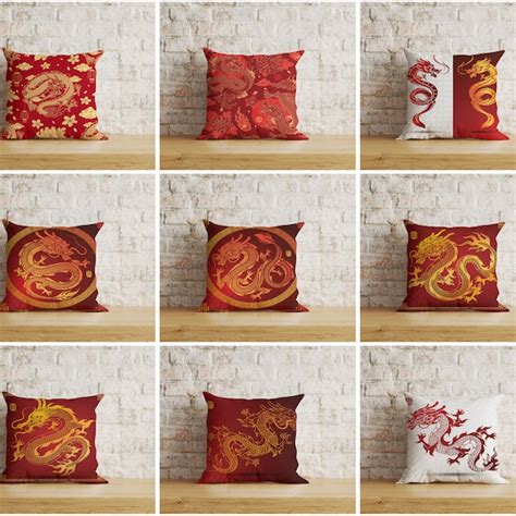 Chinese Dragon Cushion Cover Etsy Uk