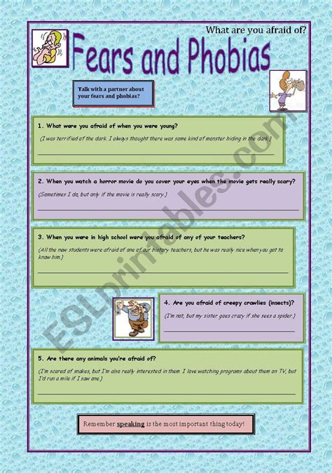 Fears And Phobias Esl Worksheet By Shurik
