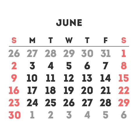 Premium Vector June 2024 Month Calendar Vector Illustration