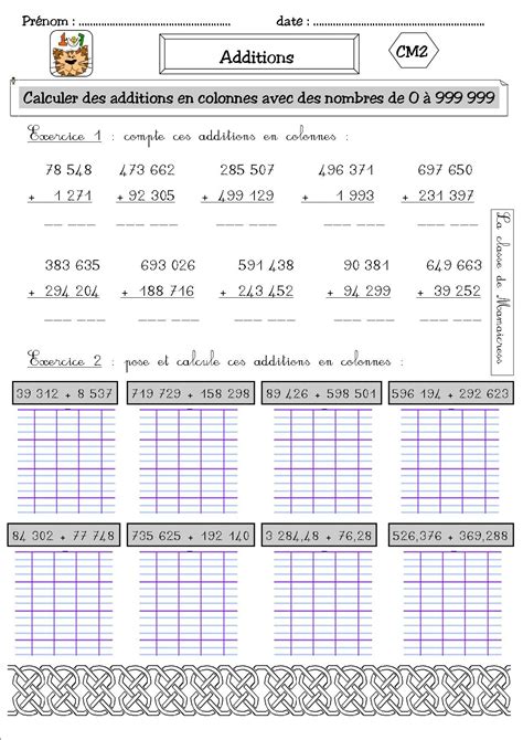 Numération et addition CM2 La classe de Mamaicress