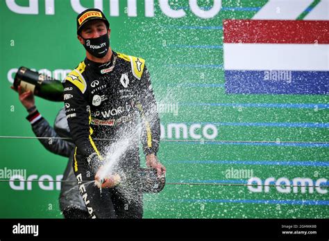 Daniel Ricciardo Aus Renault F Team Celebrates His Third Position On