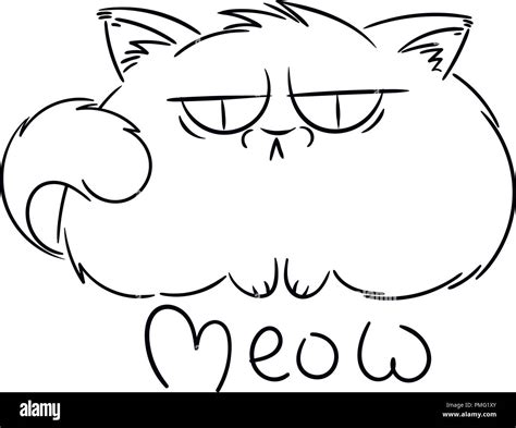 Meow Angry Furry Cartoon Cat Cute Grumpy Cat For Prints Design