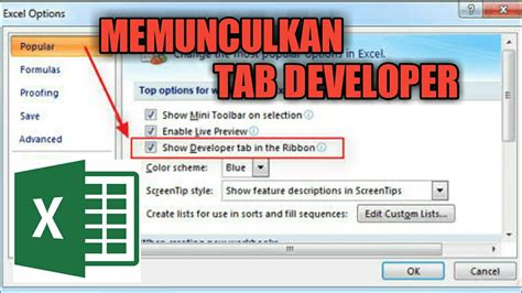 CARA MENAMPILKAN TAB DEVELOPER DI EXCEL 2007 YouTube