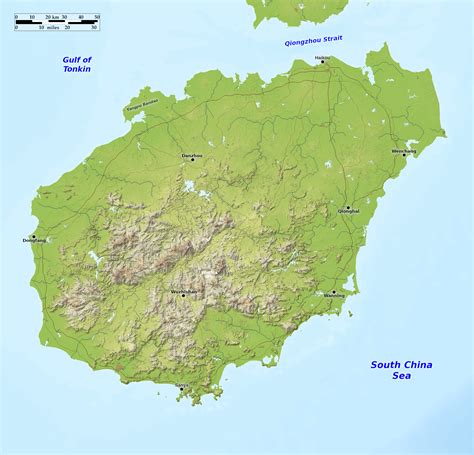 Blue Green Atlas Free Relief Map Of China Hainan