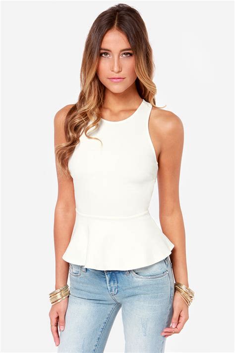 Sexy Ivory Top Peplum Top Backless Top 32 00 Lulus