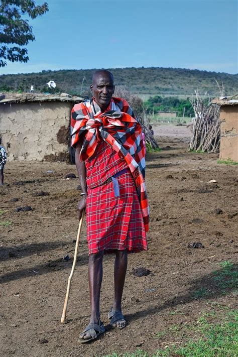 Maasai Man In Traditional Colorful Clothing African Kenya Editorial