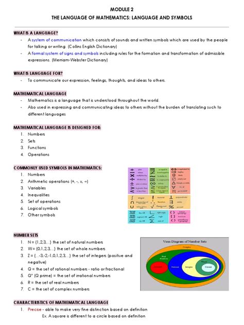 Module 2 Mathematical Language Pdf Numbers English Language