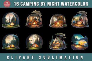 Camping By Night Watercolor Clipart Subl Graphic By Jacpot07 Creative