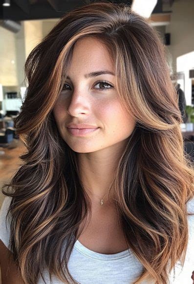 Hot Cappuccino Brunette Hair Colour Ideas Caramel Drizzled Chocolate Long Layers