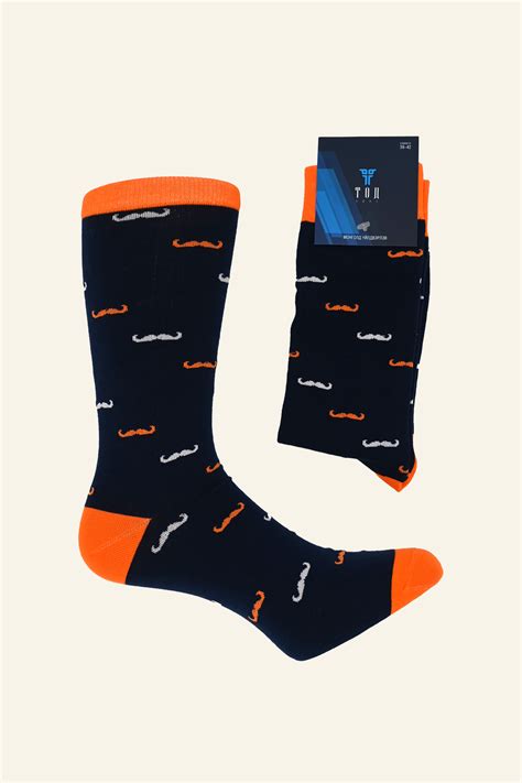 Long Cotton Socks With Mustache Prints Mongolian Gallery