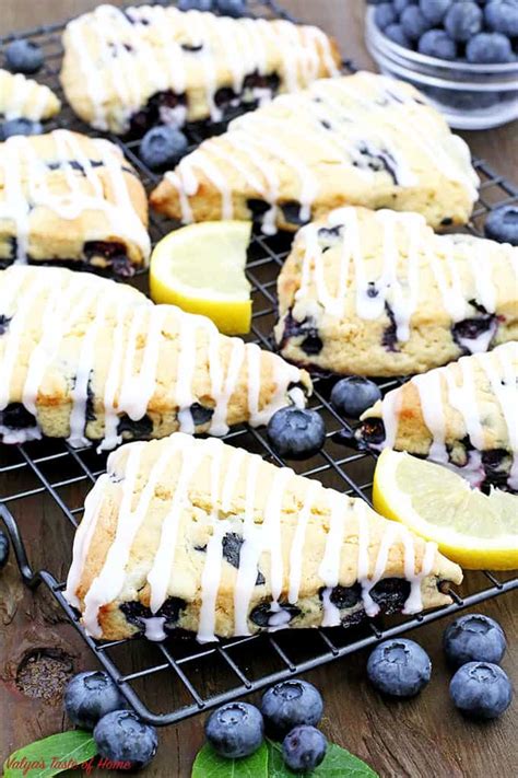 Lemon Blueberry Scones With Lemon Glaze Valyas Taste Of Home