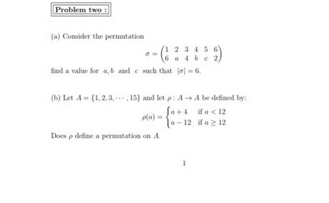 Solved Problem Two A Consider The Permutation 1 2 3 4 5