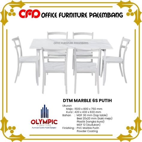 Jual Meja Makan Olympic DTM MARBLE 6S Dinning Table 6 Kursi Meja Cafe