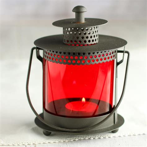 Red Glass Candle Holder Lantern Candles And Accessories Home Decor Factory Direct Craft