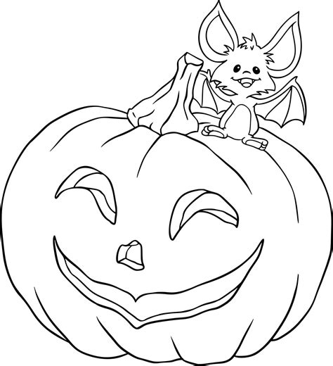 Bat On A Pumpkin Halloween Coloring Page 11022342 Vector Art At Vecteezy