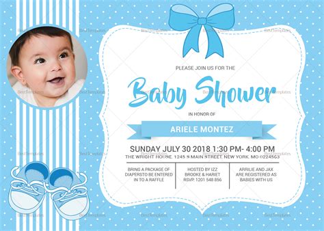 White Blue Baby Shower Invitations