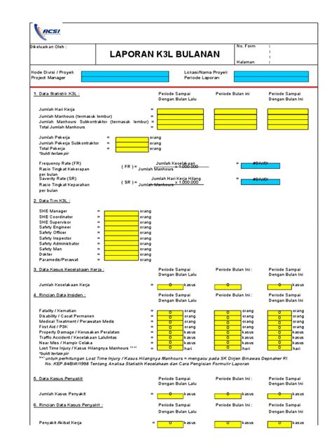 Format Laporan Bulanan Dan Mingguan Hse Compress Dikonversi Pdf