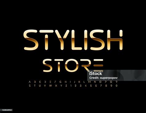 Vector Premium Banner Stylish Store Set Huruf Alfabet Dan Angka Emas