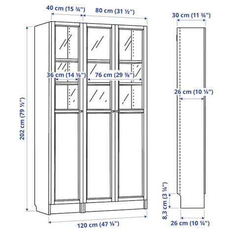 Billy Oxberg Black Brown Glass Bookcase With Panelglass Doors 120x30x202 Cm Ikea