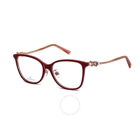 Swarovski Unisex Red Rectangular Eyeglass Frames Sk5367 F07155 889214149633 Eyeglasses Jomashop