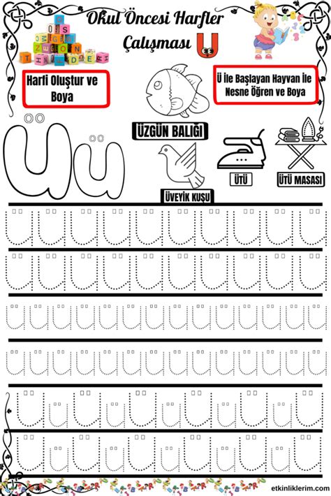 Okul Öncesi Ü Harfi Etkinlikleri Etkinliklerim