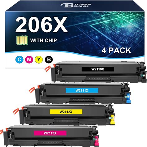 206x Toner Cartridges 4 Pack High Yield With Chip Compatible For Hp 206x W2110x Hp206x 206a