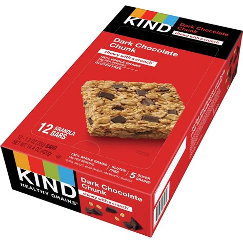 Kind Dark Chocolate Chunk Healthy Grains Bars Cholesterol Free Non