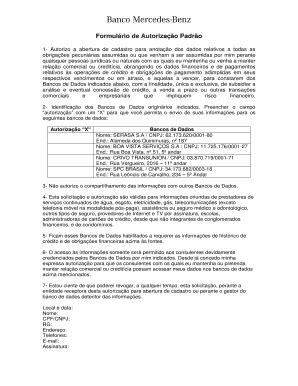 Fillable Online Formulrio De Autorizao Padro Fax Email Print Pdffiller