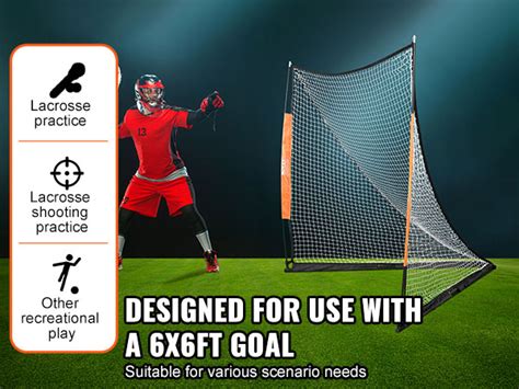 VEVOR Lacrosse Goal, 6' x 6' Lacrosse Net, Portable Lacrosse Goal with Carry Bag, Fiberglass Rod ...