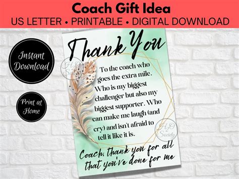 Coach Thank You Card, Coach Appreciation Card, Printable Coach Thank ...