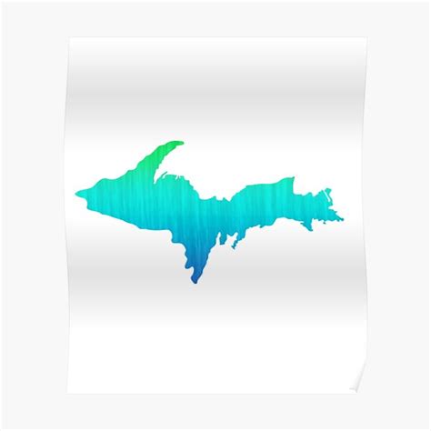 UP Upper Peninsula Blue Green Ombre Graphic Yooper 906 Shirt Poster