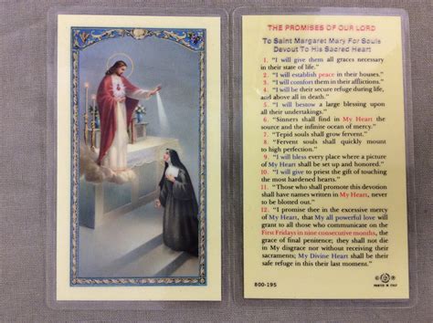 Saint Margaret Mary Alacoque Promises Of Our Lord Prayer Card Veritas Catholic Books And Ts