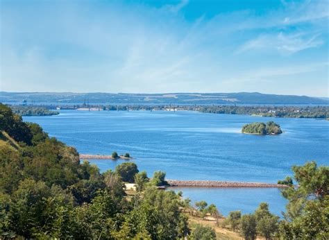 Premium Photo | Summer beautiful view from hill top on dnipro river ukraine