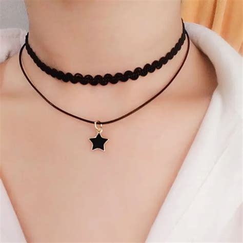 Buy Chxinhns Simple Choker Necklace Black Lace Leather Velvet Strip Woman